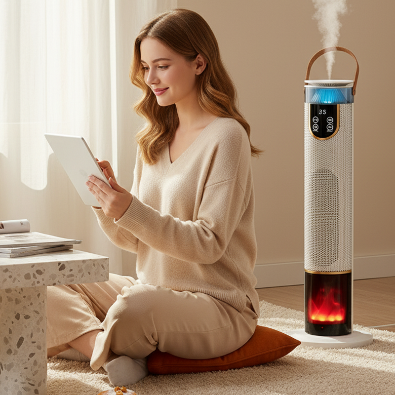🔥💧2000-W-Heizgerät für schnelles Aufheizen und Befeuchten! 3D-Flammenatmosphäre | Weitwinkelheizung | Fernbedienung & Touch-Steuerung | Kippsicherung ✅